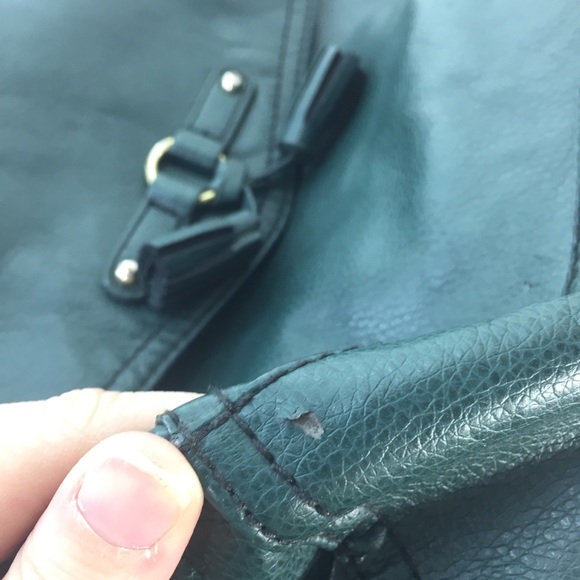 H&M Dark Green Satchel Vegan Leather purse - Picture 5 of 5